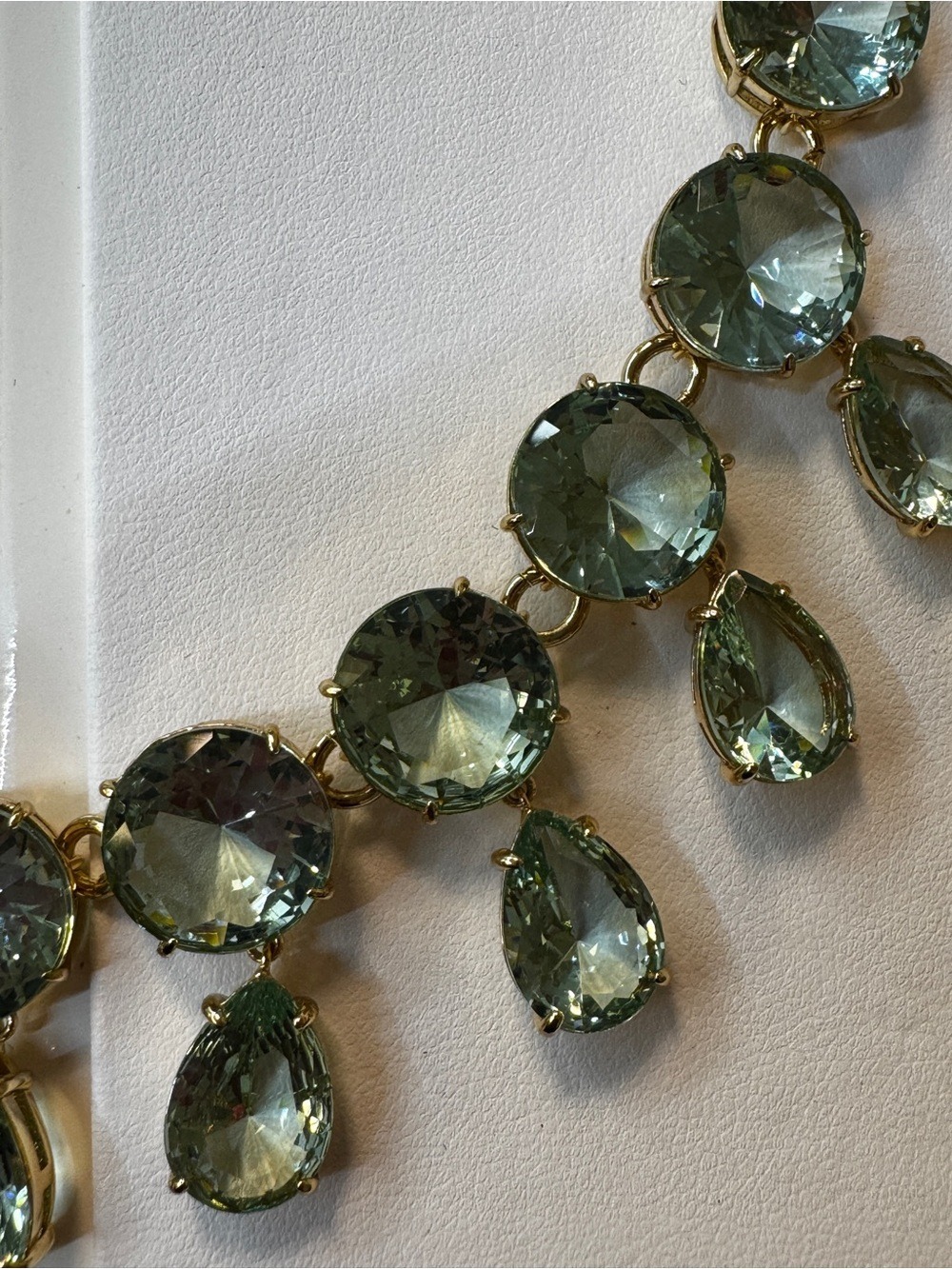 Lauren Ralph Lauren Gold-Tone Pale Green Crystal Drop Necklace - Picture 3 of 5